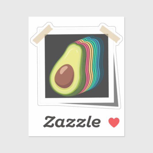 Avocado Retro Foto Farbschema Frucht Vintag Aufkleber (Blatt)