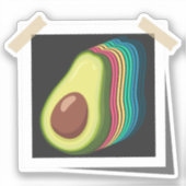 Avocado Retro Foto Farbschema Frucht Vintag Aufkleber (Vorderseite)