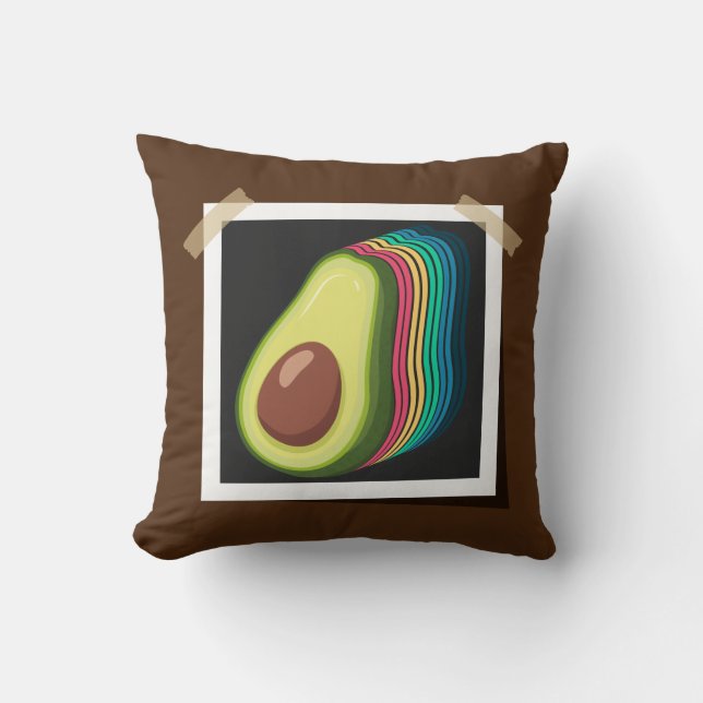 Avocado Retro Foto Farbschema Frucht Vintag Kissen (Vorderseite)
