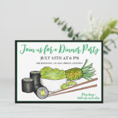 Avocado Rolls Wasabi Sushi Japanisches Essen Abend Einladung (Stehend Vorderseite)