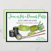 Avocado Rolls Wasabi Sushi Japanisches Essen Abend Einladung (Vorne/Hinten)