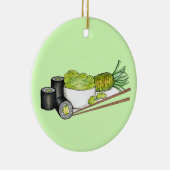 Avocado Rolls Wasabi Sushi Japanisches Essen Abend Keramik Ornament (Rechts)