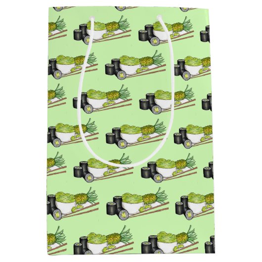 Avocado Rolls Wasabi Sushi Japanisches Essen Abend Mittlere Geschenktüte (Vorderseite)