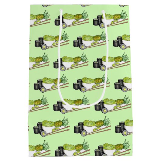 Avocado Rolls Wasabi Sushi Japanisches Essen Abend Mittlere Geschenktüte (Rückseite)