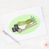 Avocado Rolls Wasabi Sushi Japanisches Essen Abend Ovaler Aufkleber (Umschlag)