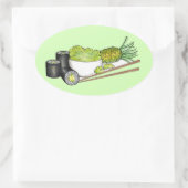 Avocado Rolls Wasabi Sushi Japanisches Essen Abend Ovaler Aufkleber (Tasche)