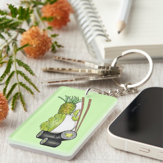 Avocado Rolls Wasabi Sushi Japanisches Essen Abend Schlüsselanhänger (Vorderseite rechts)