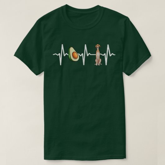 Avocado Saluki Heartbeat Dog Lover T-Shirt (Design vorne)