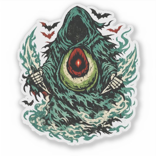 Avocado Schatten Phantom Halloween — Dunkle Retro- Aufkleber (Vorderseite)