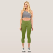 Avocado schlichte Farbe Capri Leggings (Vorderseite)