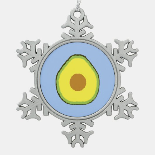 Avocado Schneeflocken Zinn-Ornament (Vorderseite)