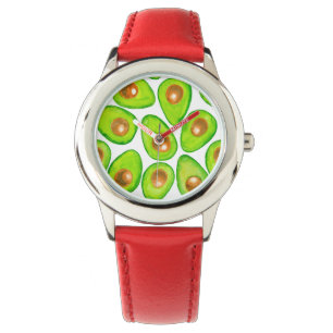 Avocado schneidet Aquarellfarben Armbanduhr