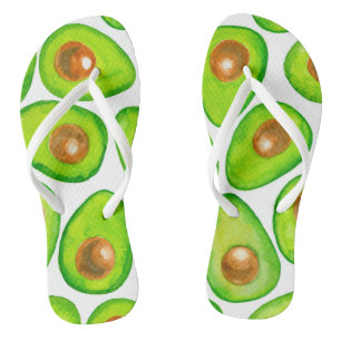 Avocado schneidet Aquarellfarben Badesandalen