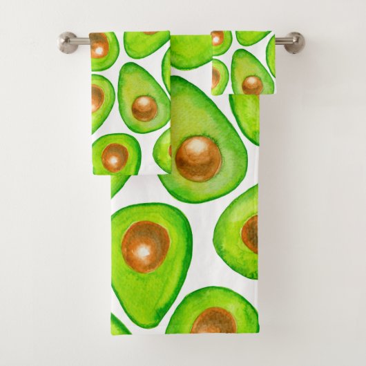 Avocado schneidet Aquarellfarben Badhandtuch Set (Insitu)