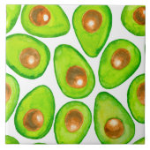 Avocado schneidet Aquarellfarben Fliese (Vorderseite)