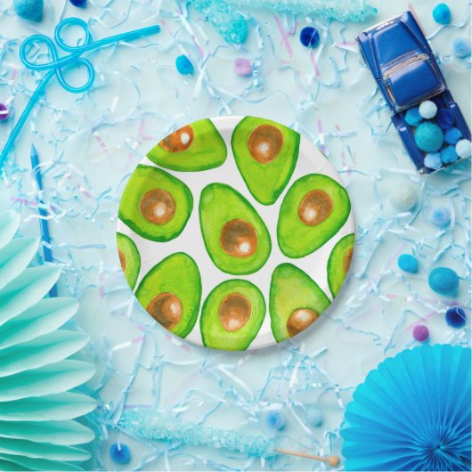 Avocado schneidet Aquarellfarben Pappteller (Party)