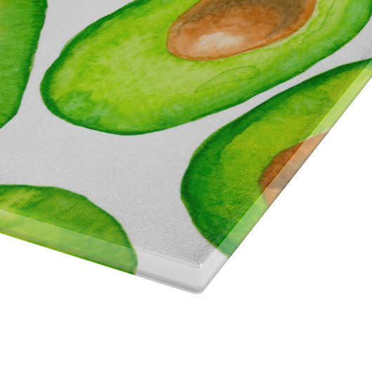 Avocado schneidet Aquarellfarben Schneidebrett (Ecke)