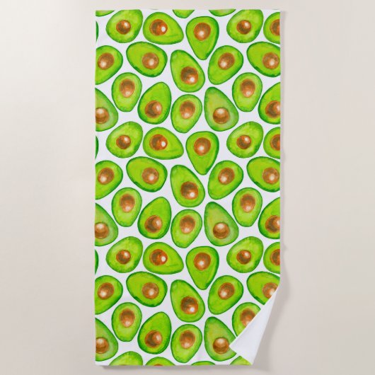 Avocado schneidet Aquarellfarben Strandtuch (Vorderseite)