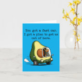 Avocado Schnelles Auto Lustiger Fruchtfahrer 1 Karte (Gelbe Blume)