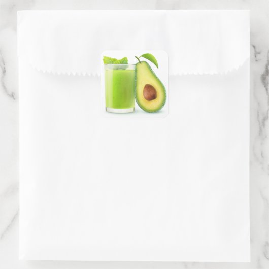 Avocado Smoothie Quadratischer Aufkleber (Tasche)