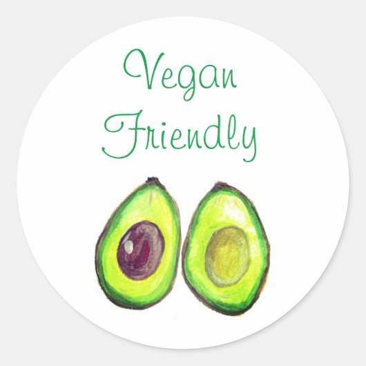 Avocado Spaß Text Vegan Food Healthy Fruit Classi Runder Aufkleber (Vorderseite)