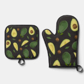 Avocado-Stoff-Set Ofenhandschuh & Topflappen-Set (Vorderseite)