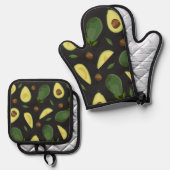 Avocado-Stoff-Set Ofenhandschuh & Topflappen-Set (Vorderseite/Rückseite)