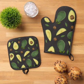 Avocado-Stoff-Set Ofenhandschuh & Topflappen-Set