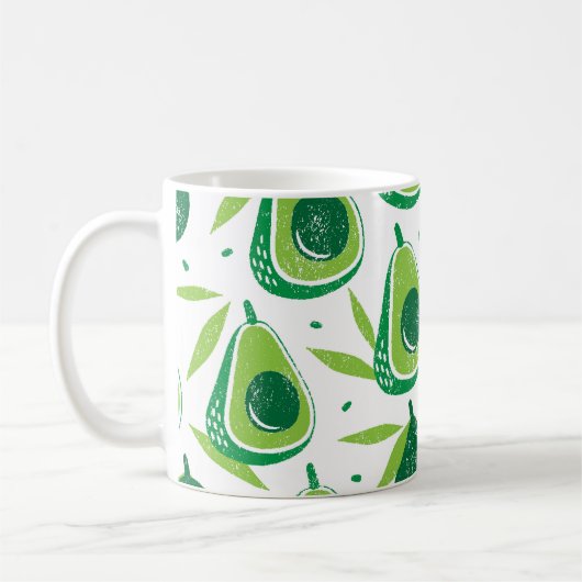 Avocado, strukturierte Briefmarke, nahtlose Muster Kaffeetasse (Links)