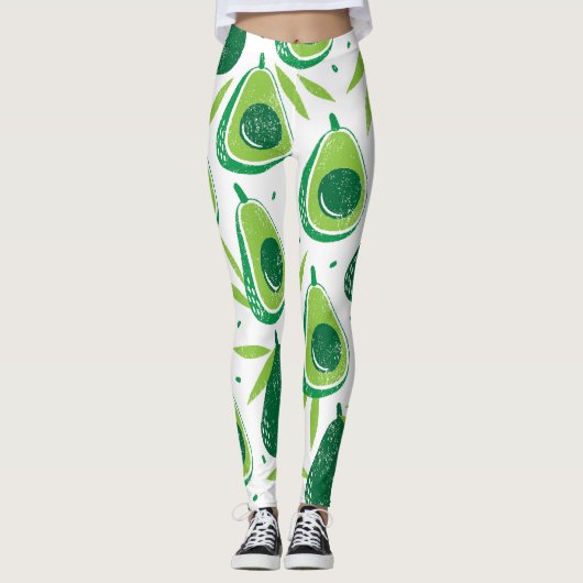 Avocado, strukturierte Briefmarke, nahtlose Muster Leggings (Vorderseite)