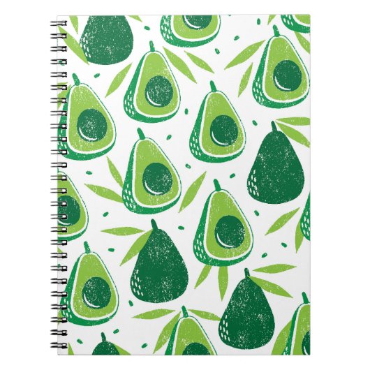 Avocado, strukturierte Briefmarke, nahtlose Muster Notizblock (Vorderseite)