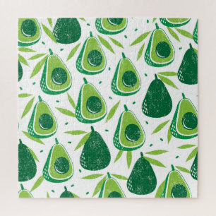 Avocado, strukturierte Briefmarke, nahtlose Muster Puzzle