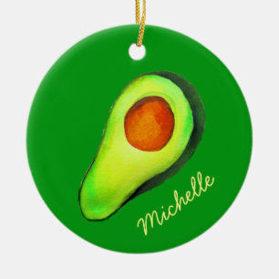 Avocado süchtig nach niedlichem Avo-Grün Keramik Ornament