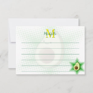 Avocado Superstar Benutzerdefiniertes Monogramm Li Mitteilungskarte