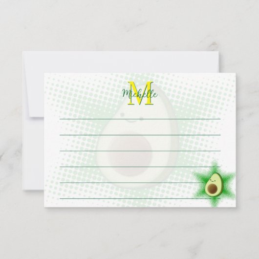 Avocado Superstar Benutzerdefiniertes Monogramm Li Mitteilungskarte (Vorderseite)
