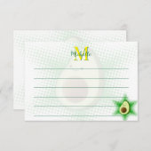 Avocado Superstar Custom Monogram Lined Mitteilungskarte (Vorne/Hinten)