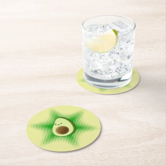 Avocado Superstar Cute Runder Pappuntersetzer (Vor Ort)