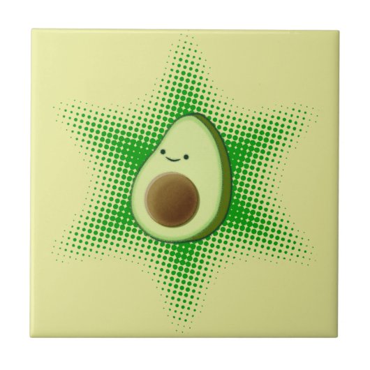 Avocado Superstar Niedlich Fliese (Vorderseite)