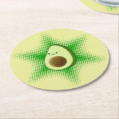 Avocado Superstar Niedlich Runder Pappuntersetzer (Angewinkelt)