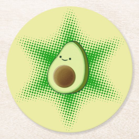 Avocado Superstar Niedlich Runder Pappuntersetzer (Vorderseite)