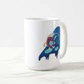 Avocado Surfen auf einem Slice Pizza Night Version Kaffeetasse (VorderseiteRechts)