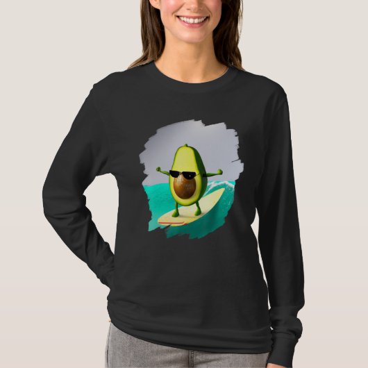 Avocado Surfing Surfer Riding Wave Ocean Cool Surf T-Shirt (Vorderseite)