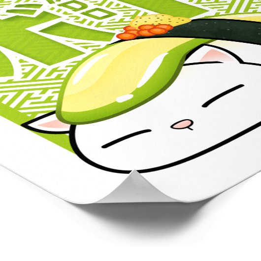 Avocado Sushi Cat Poster (Ecke)