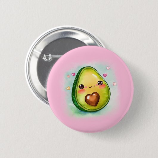 Avocado-Süsse - Schaltfläche, Rosa Button (Vorne & Hinten)