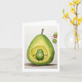 Avocado, süßes Baby-Avocado-Design Karte (Gelbe Blume)