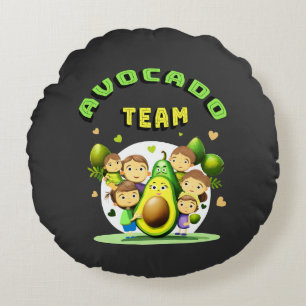 Avocado-Team Rundes Kissen