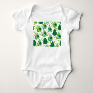 Avocado, texturierter Stempel, nahtloses Muster. Baby Strampler