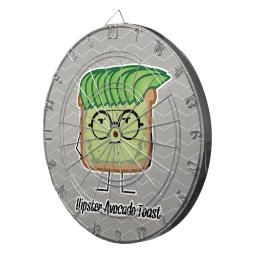 Avocado Toast Hipster Brille graue Haare Dartscheibe (Vorderseite rechts)