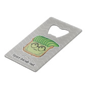Avocado Toast Hipster Brille graue Haare Geldbeutel Flaschenöffner (Vorderseite Schrägansicht)