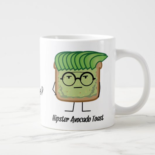 Avocado Toast Hipster Brille graue Haare Jumbo-Tasse (Rechts)